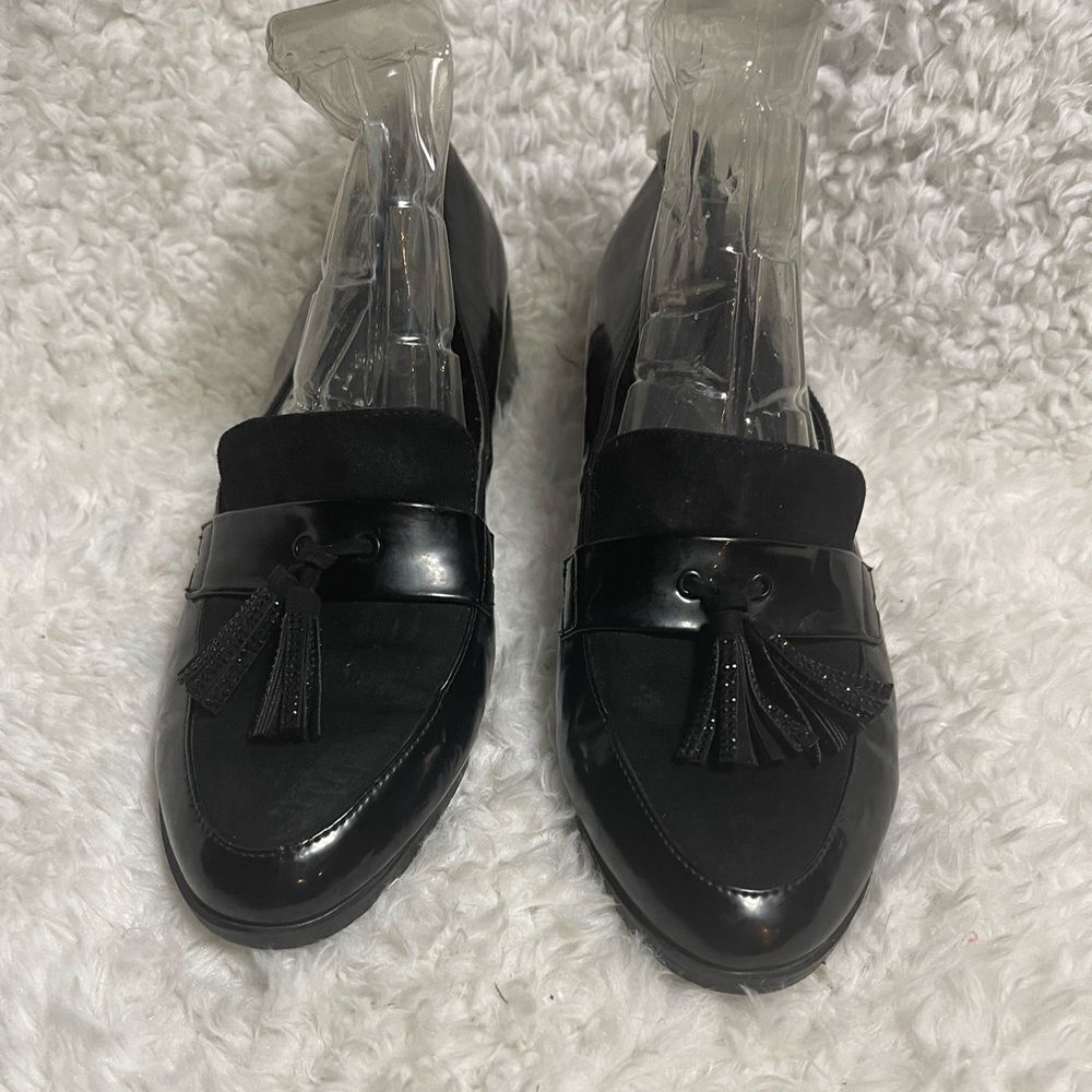 Kenneth Cole Reaction Black Patent & Suede Tassel Loafers